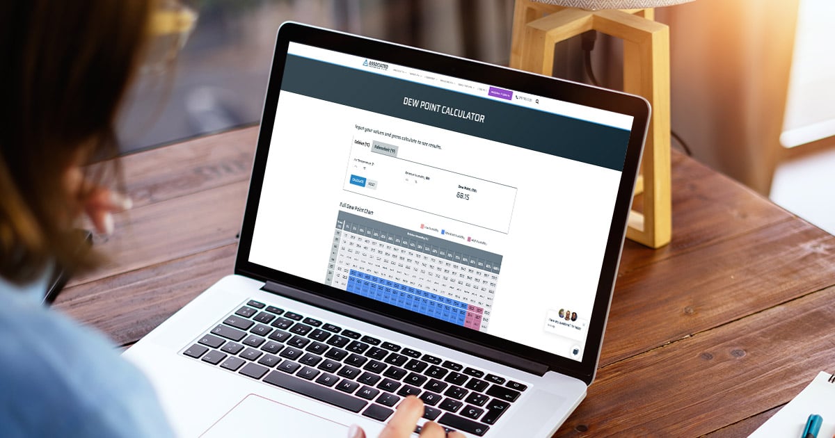 AES dew point calculator on laptop