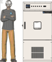 Illustration of man next to  for scale
