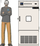 Illustration of man next to  for scale