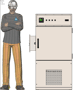 Illustration of man next to  for scale