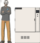 Illustration of man next to  for scale