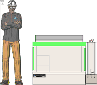 Illustration of man next to  for scale