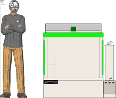 Illustration of man next to  for scale