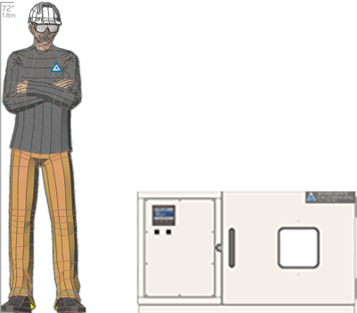 Illustration of man next to  for scale