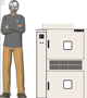 Illustration of man next to  for scale