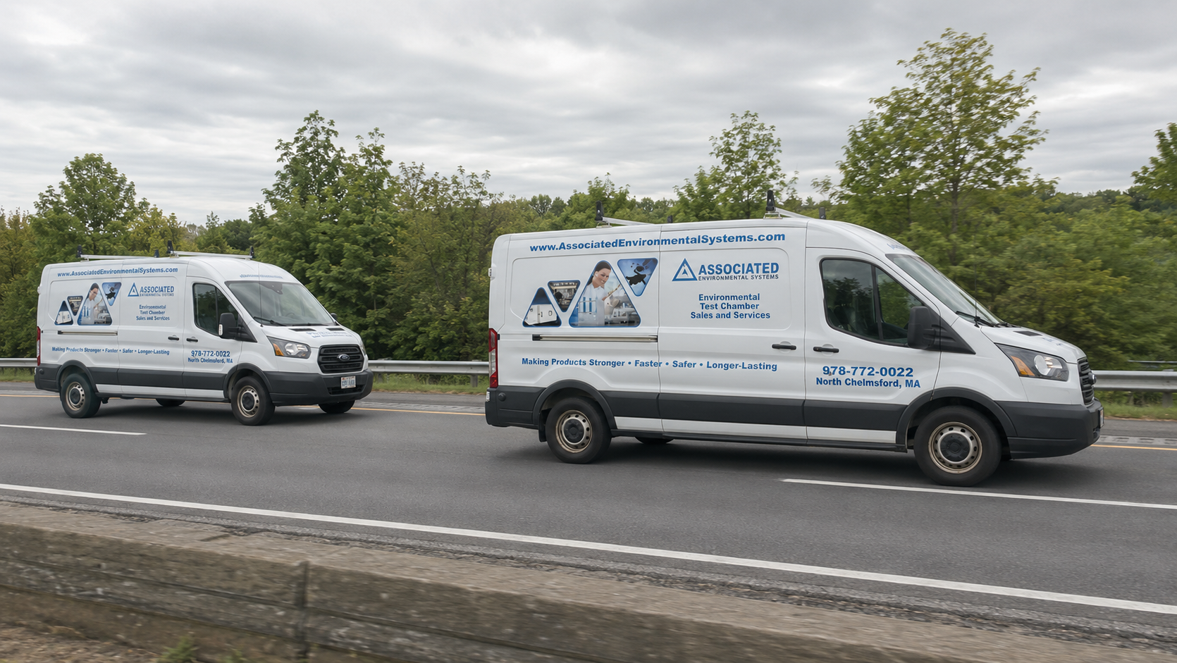 Image of Associated Environmental Services trucks providing chamber relocation services