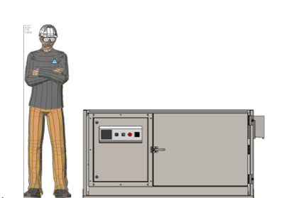 Illustration of man next to SC-508-SAFE for scale