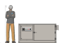 Illustration of man next to SC-508-SAFE for scale