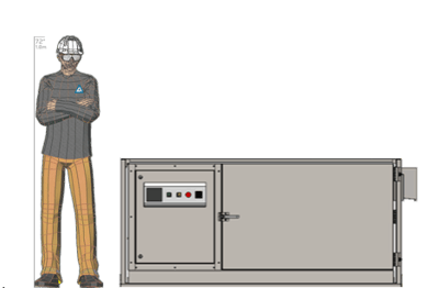 Illustration of man next to SC-512-SAFE for scale