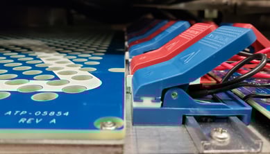 High density battery testing kelvin clips designed by Associated Environmental Systems