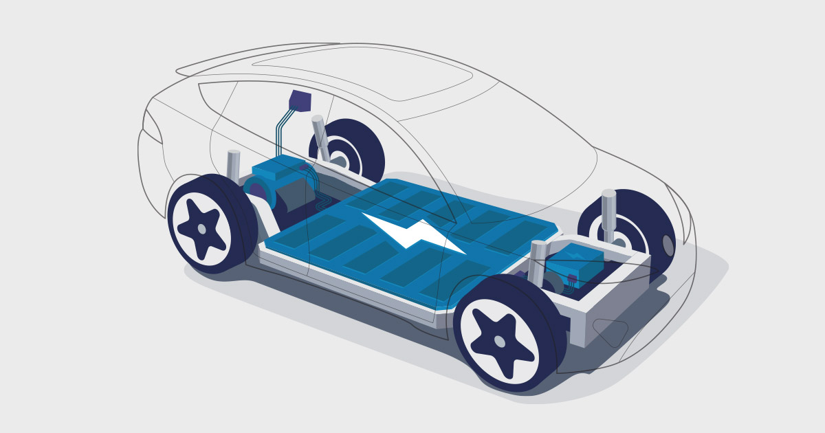 EV battery in an electric car