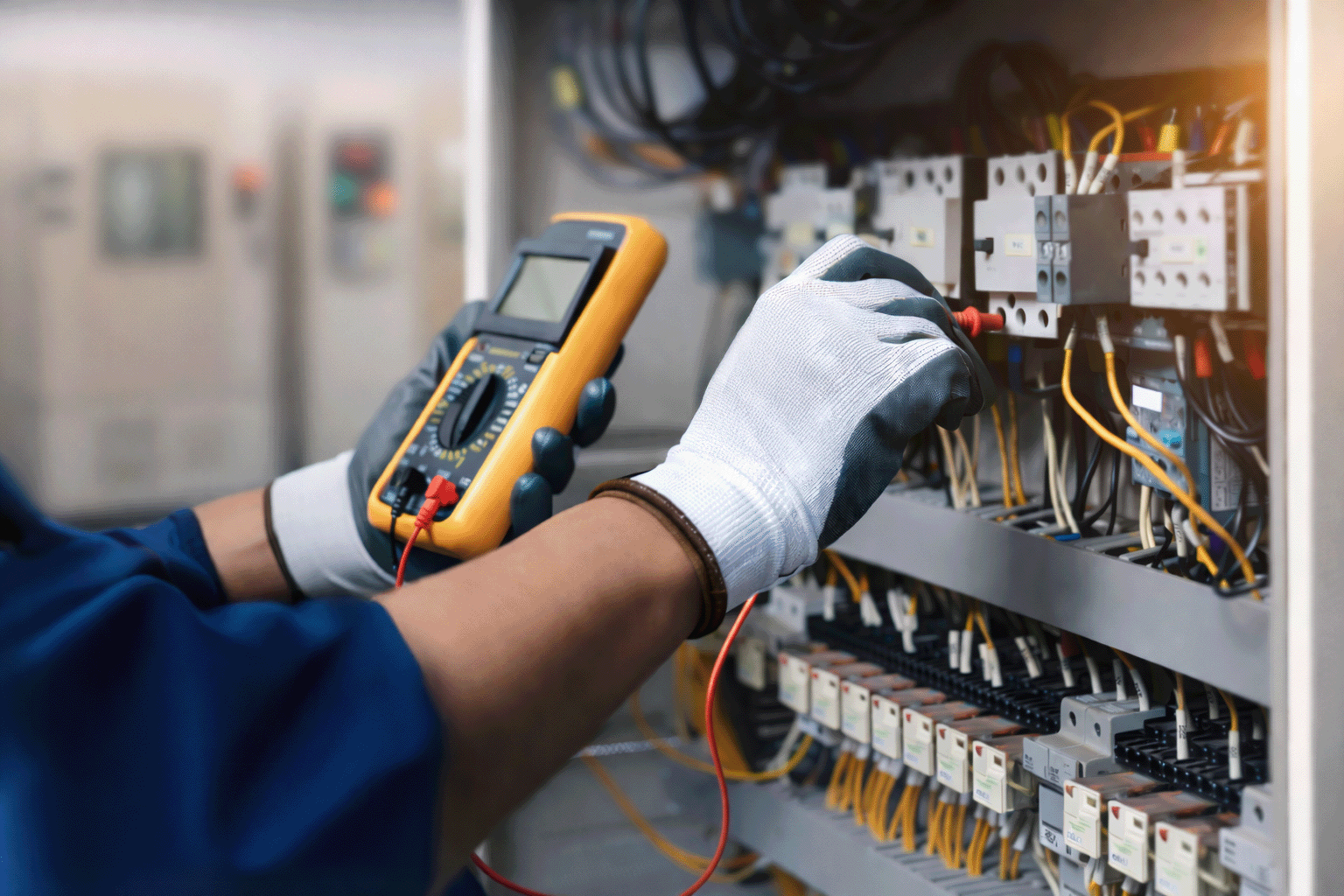 AES employee calibrating a test chamber